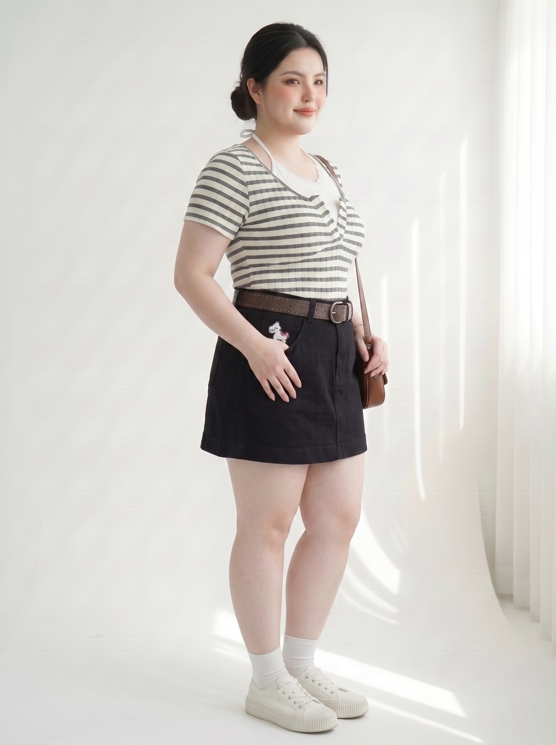 Chân Váy Jean Thêu Ngựa Bigsize Dáng A Lưng Cao Có Quần Bảo Hộ - Đen, Trắng - Vừa 55–90kg - T-JV2123_thumbnail_4