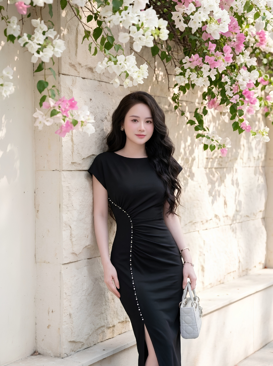 G61 - Đầm Body Xếp Li Đính Ngọc Cao Cấp_thumbnail_5