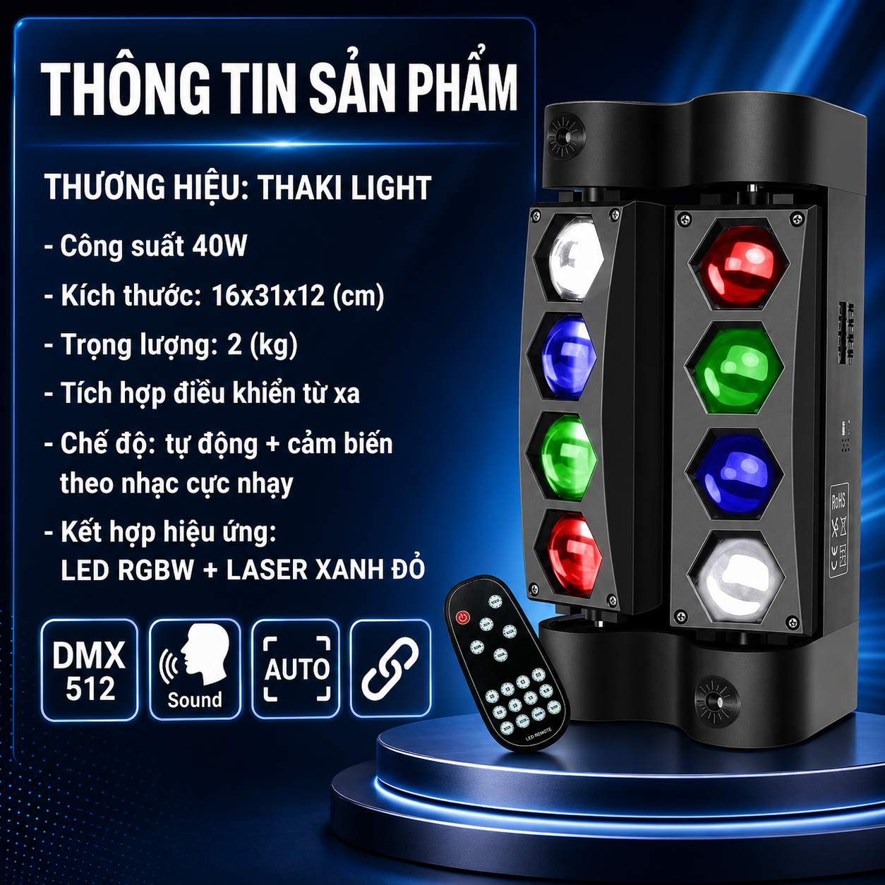Đánh Giá Chi Tiết Đèn Moving Nhện 10 Mắt THAKI LIGHT Tích Hợp Laser – Siêu Phẩm Sân Khấu
