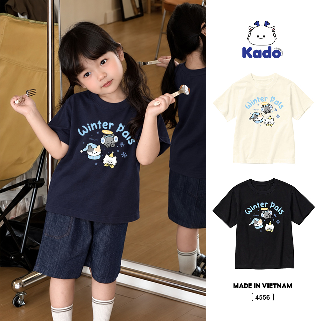 Áo thun bé gái form rộng mùa đông Kado 4556