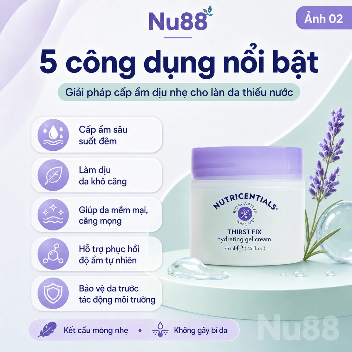 Kem Dưỡng Ẩm Ban Đêm Da Dầu/ Da Hỗn Hợp Nutricentials Thirst Fix Hydrating Gel Cream_thumbnail_3