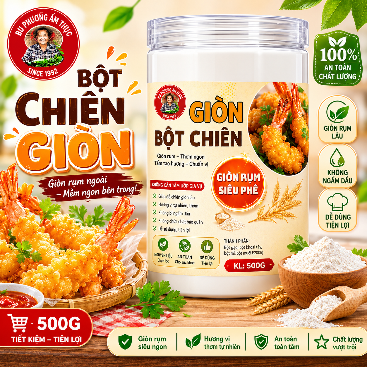 Bột Chiên Giòn Bu Phương 500G – Đa Dụng, Giòn Rụm - BP09