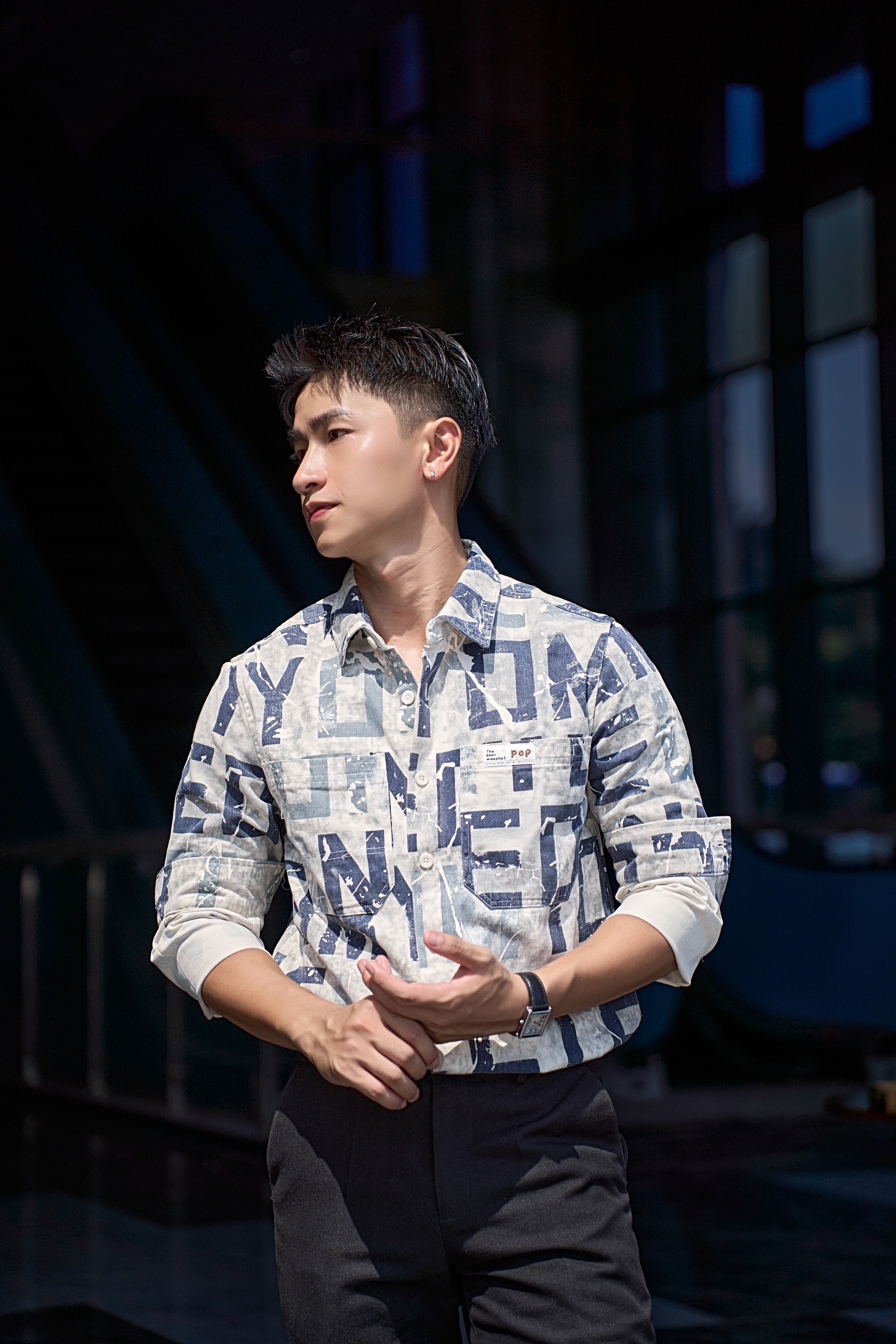 SA128 - Áo sơ mi nam dài tay họa tiết chữ nghệ thuật phong cách Nhật Bản, chất cotton mềm mại, form rộng rãi