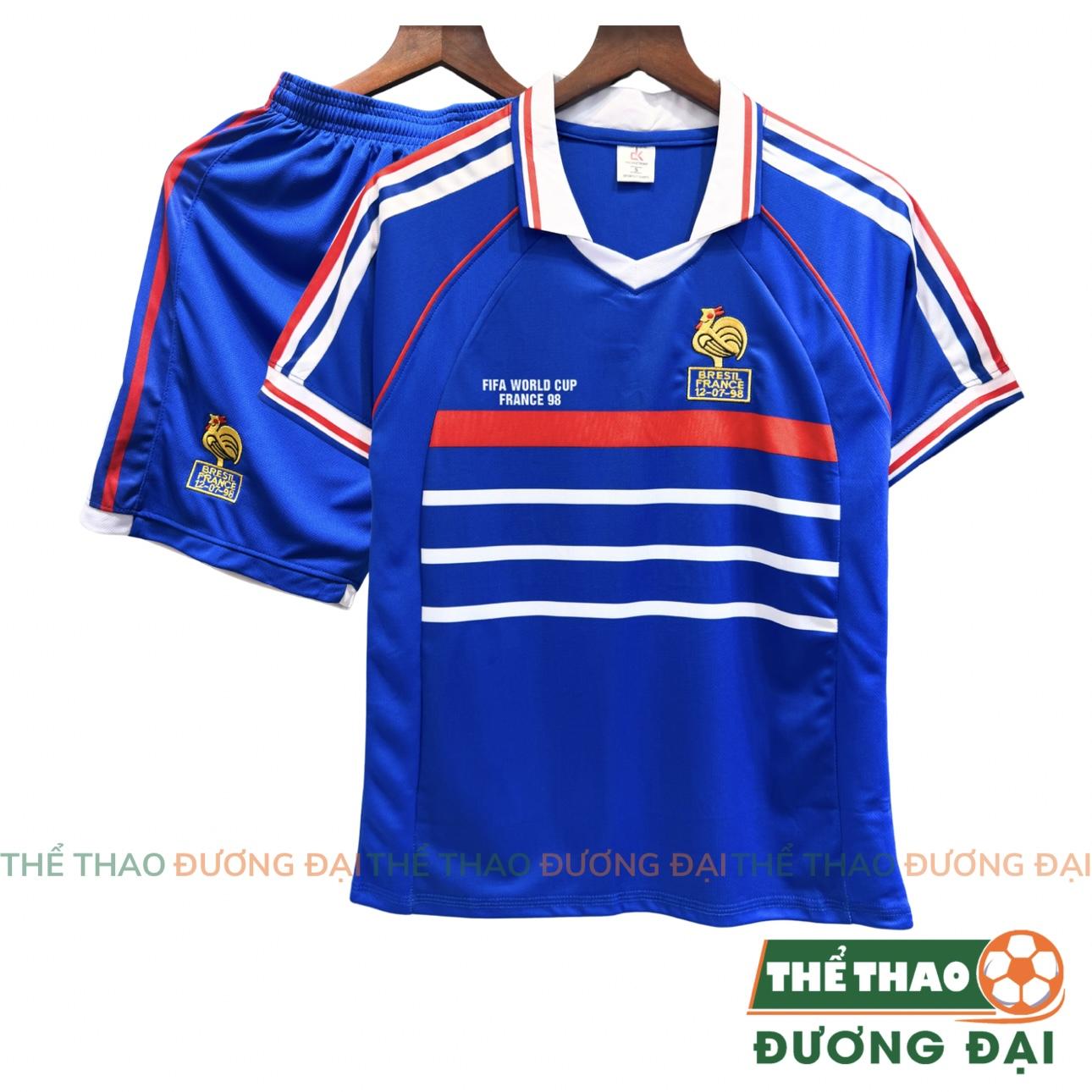 Quần Áo Bóng Đá ĐT Pháp Bích 1998 Thun Mè Cao Cấp Thoáng Khí Thể Thao Đương Đại