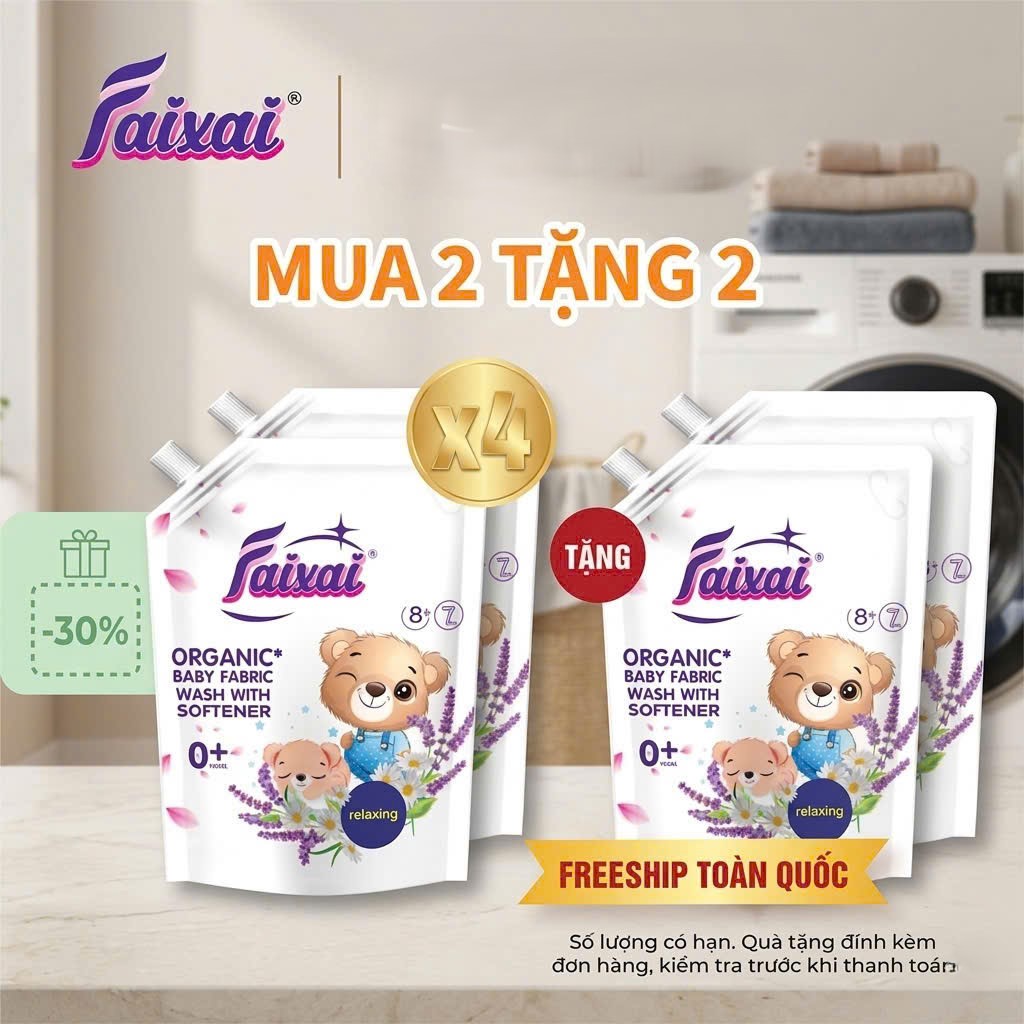 SET 2 TÚI NƯỚC XẢ VẢI CHO BÉ ORGANIC FAIXAI (FREESHIP)