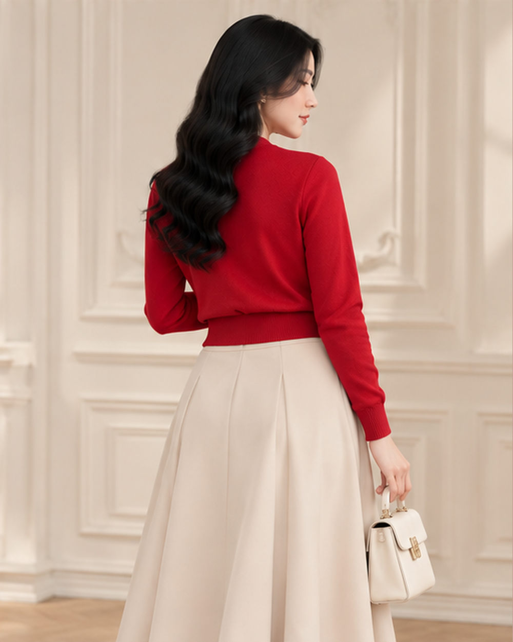 Áo Len Đỏ Cổ Đắp Chéo Thanh Lịch - MA020_thumbnail_3