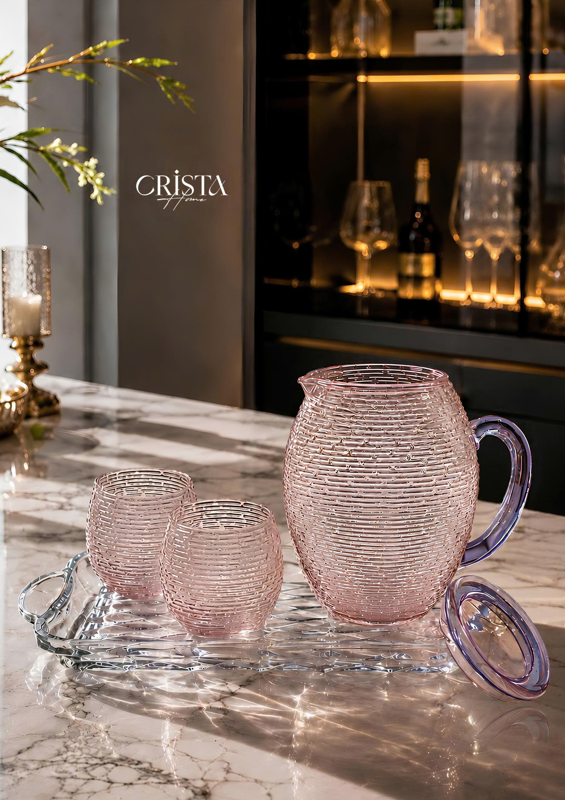 BÌNH THỦY TINH DÁNG BẦU VÂN NGANG 1.7L CRISTA HOME