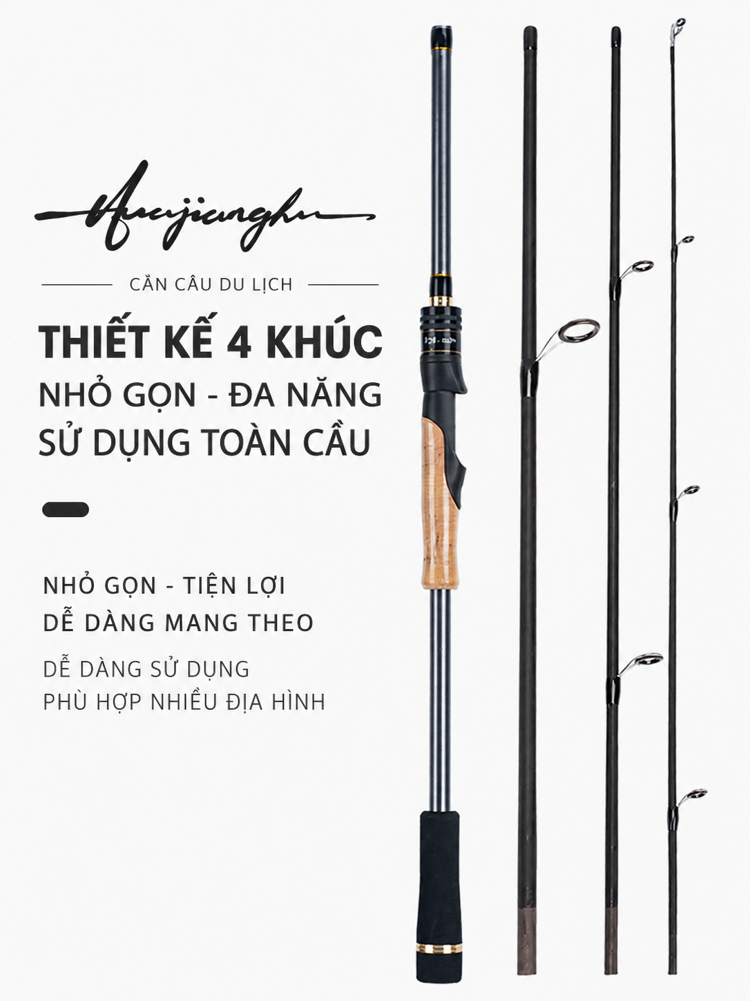 Cần Câu Du Lịch 4 Khúc 1.98m / 2.1m Carbon Fiber ML