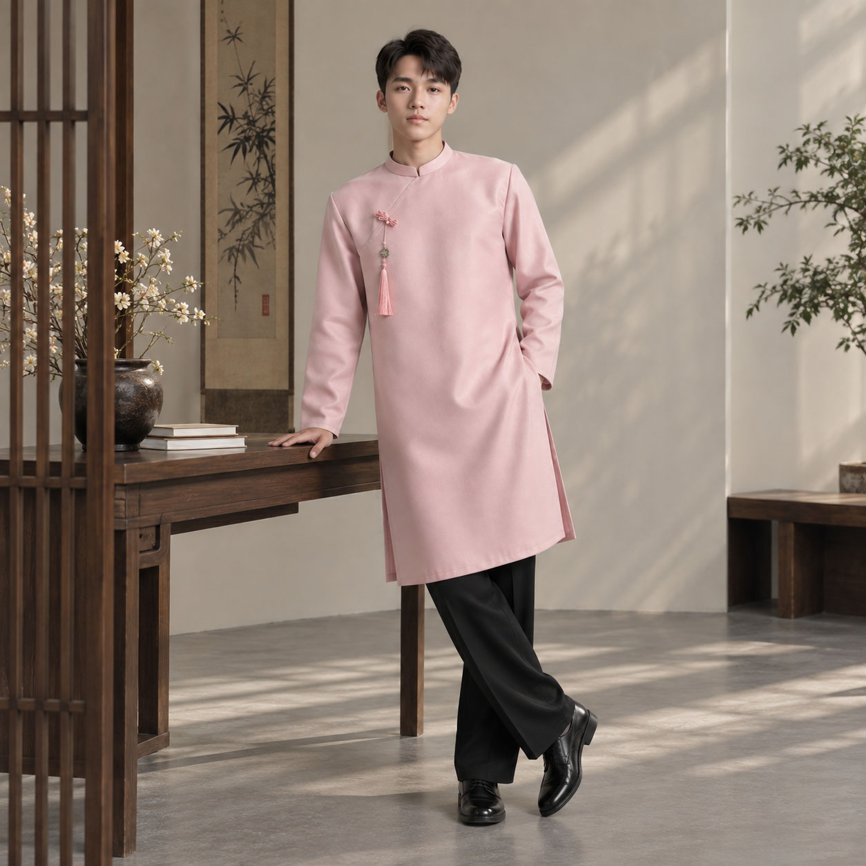 ÁO DÀI NAM CÁCH TÂN CỔ ĐỨNG TAFFETA NA26-24_thumbnail_1