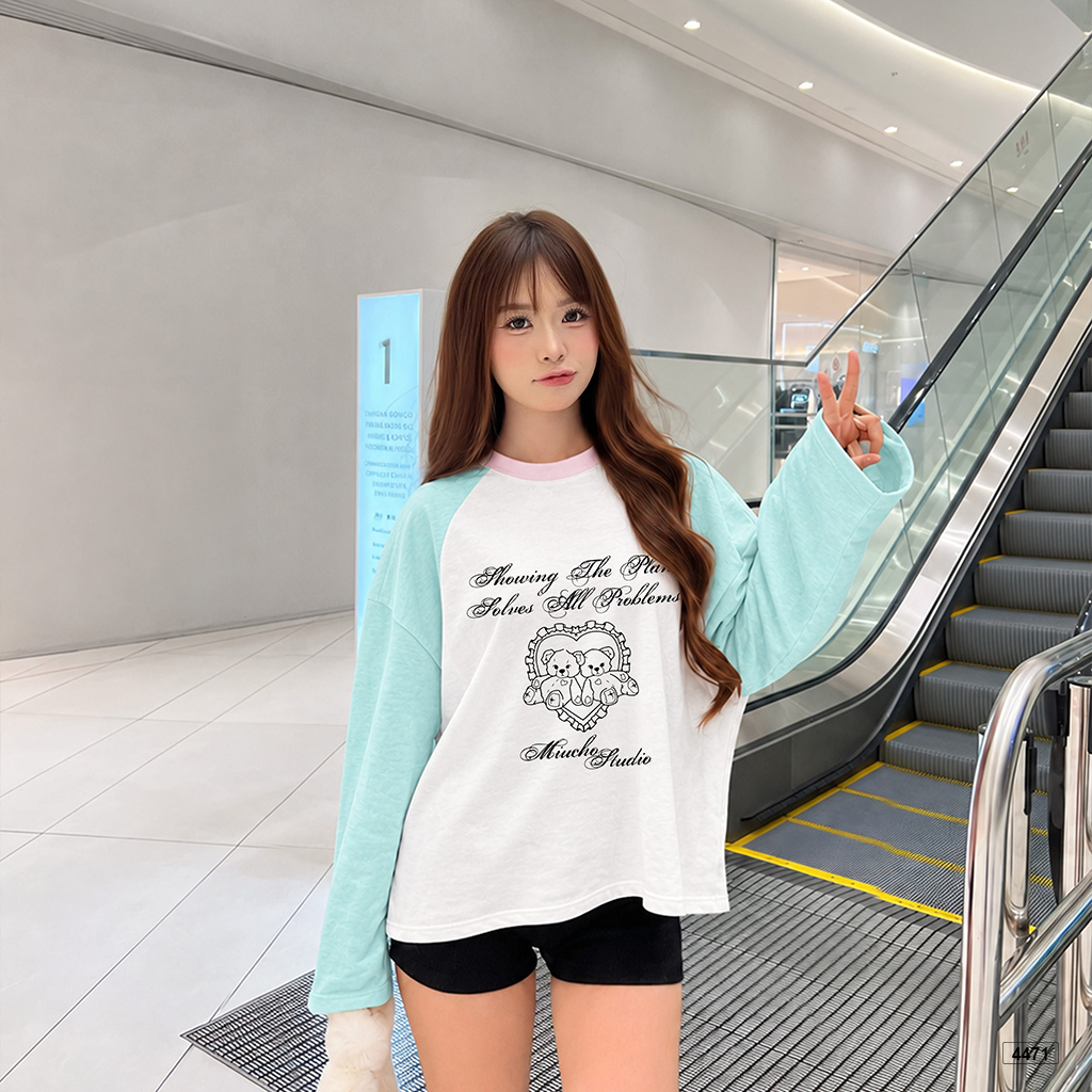Áo thun tay dài form boxy tay dài cotton xược Miucho 4471_thumbnail_3