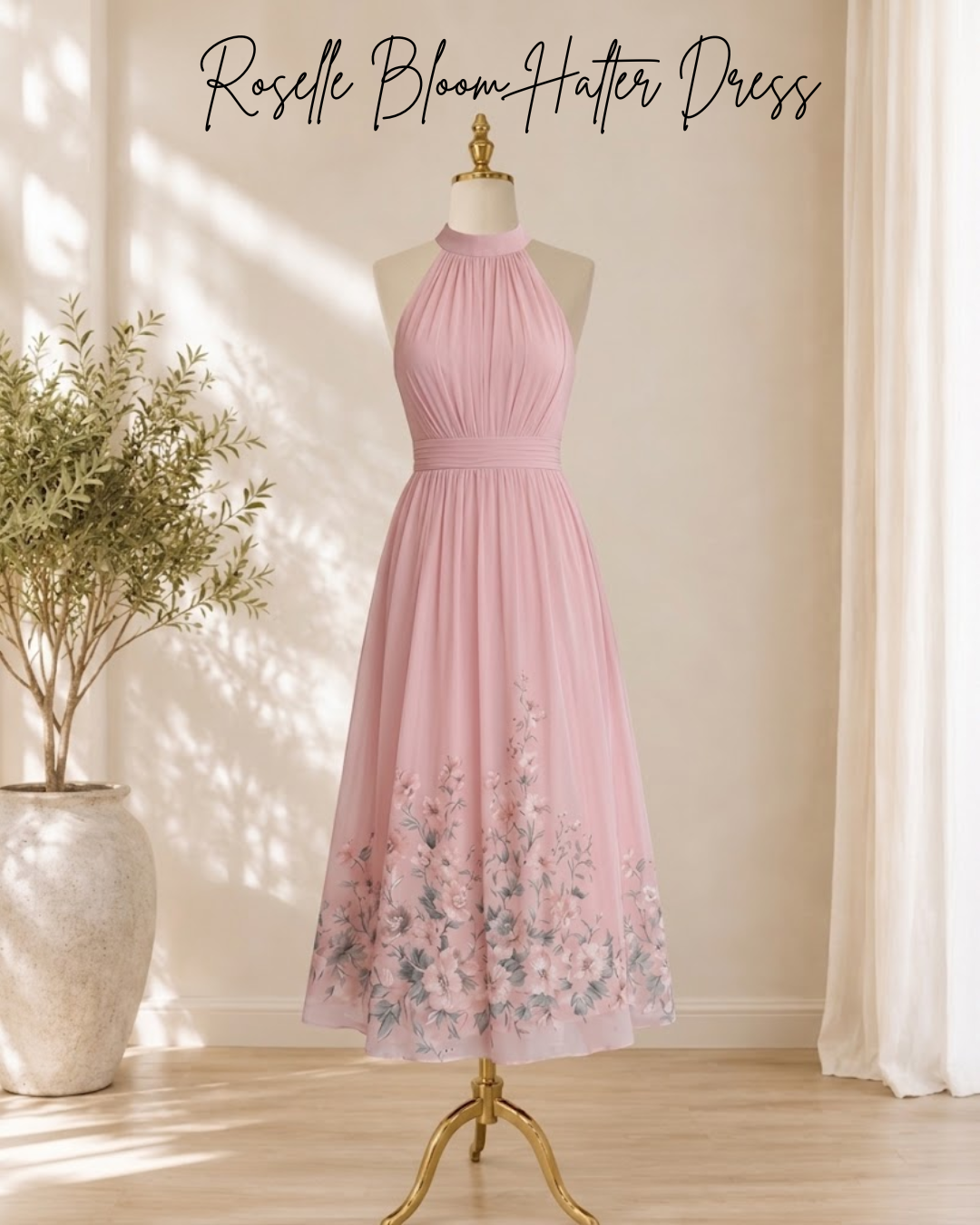 Roselle Bloom Halter Dress