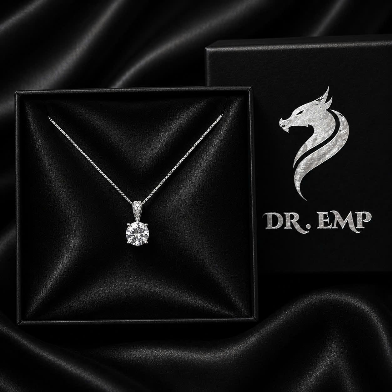 Vòng cổ bạc xi kim dây mảnh charm đá to
