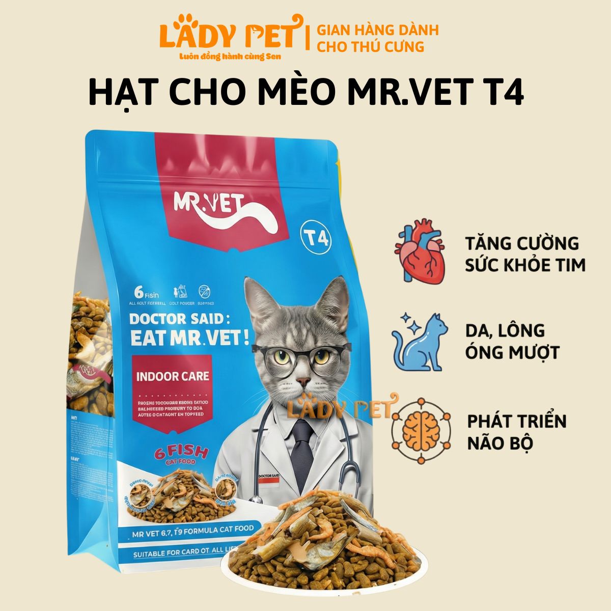 Hạt cho mèo MR VET T4 cho mèo (1KG)