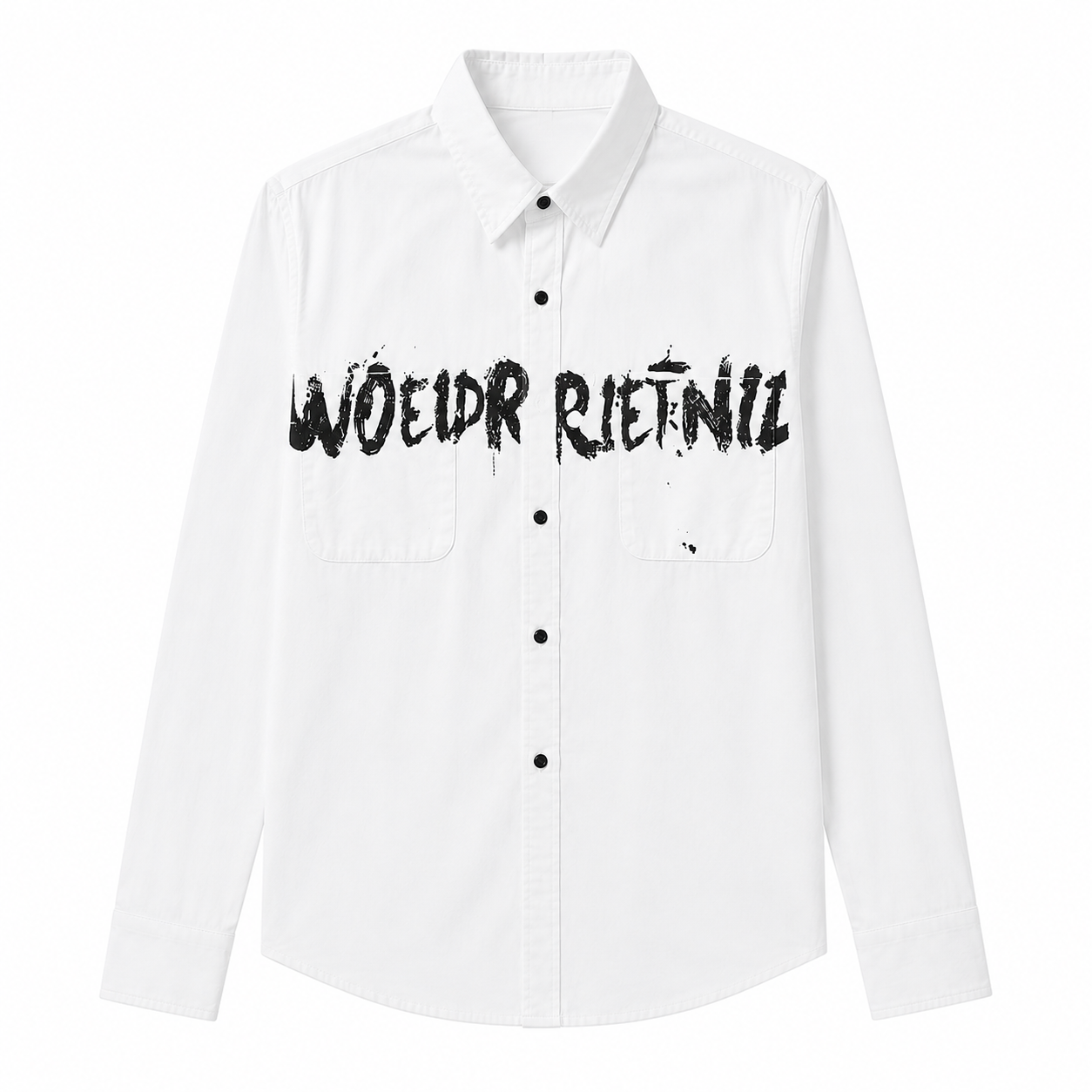 SA79 - Áo sơ mi nam tay dài phong cách streetwear in chữ nghệ thuật, chất cotton mềm mại, form rộng thoải mái