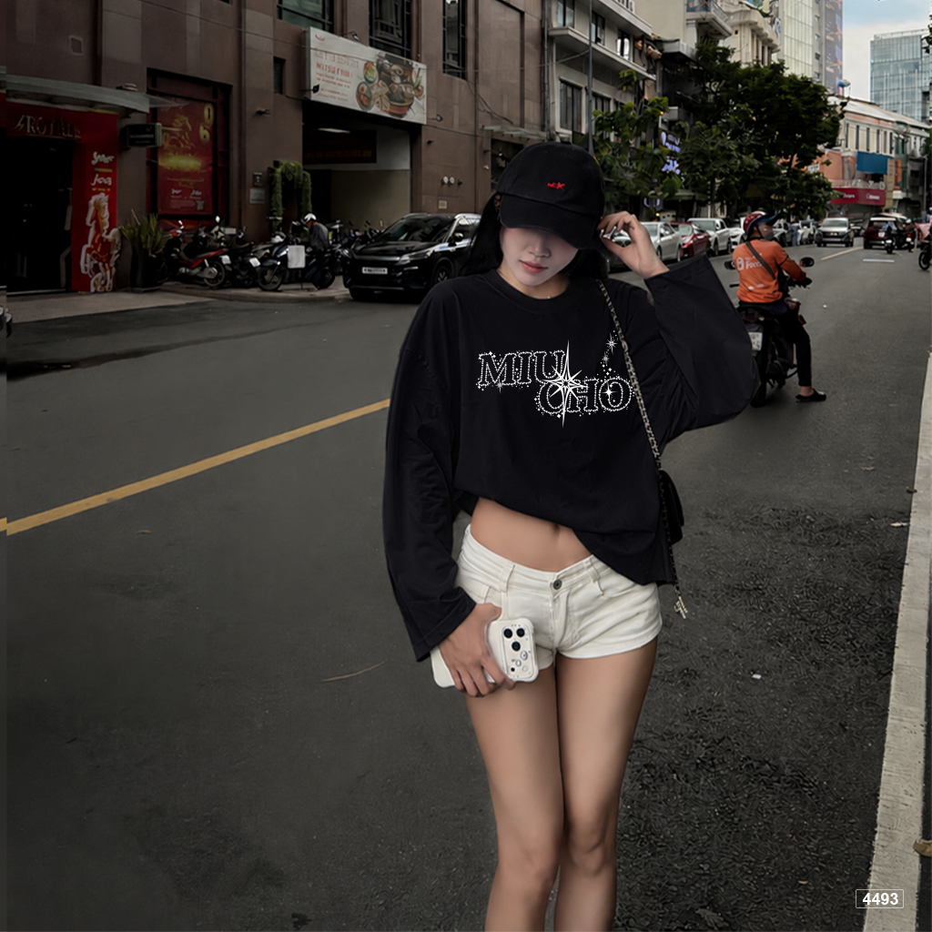 Áo thun tay dài boxy Miucho cổ tròn đường phố 4493_thumbnail_5