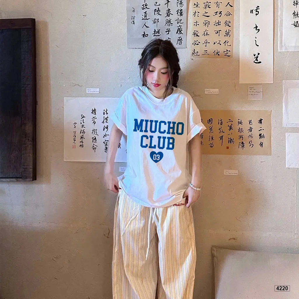 Áo thun boxy unisex phối chữ basic Miucho 4220_thumbnail_3