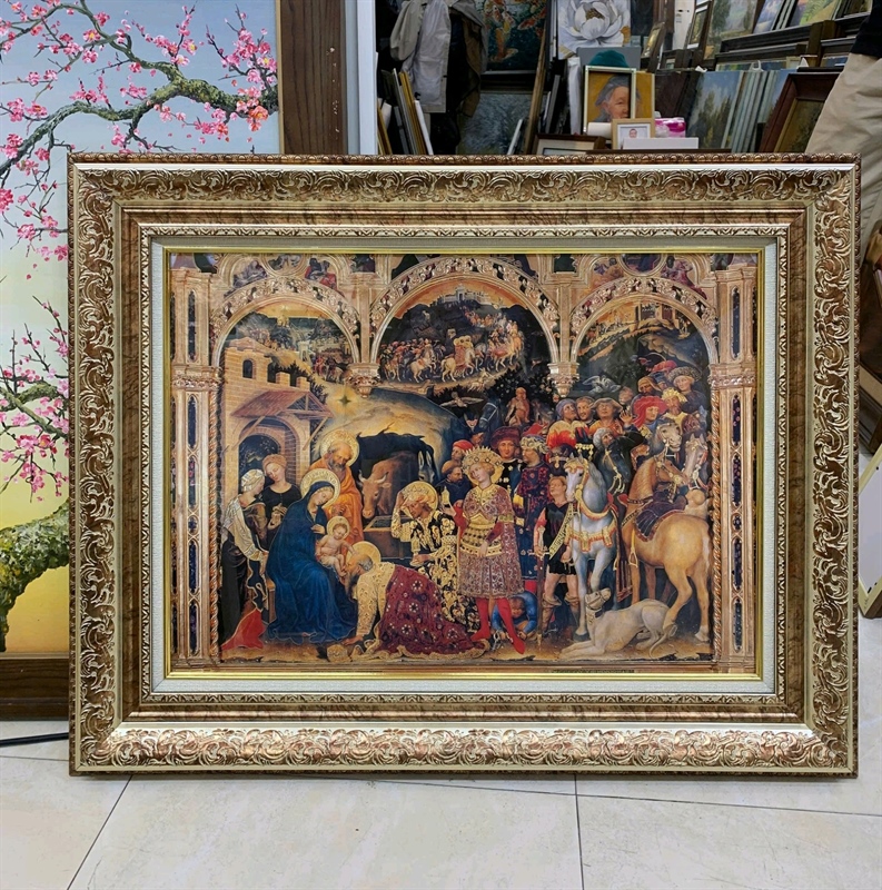 Tranh chiêm bái Chúa Giáng Sinh Mexico 49x68cm