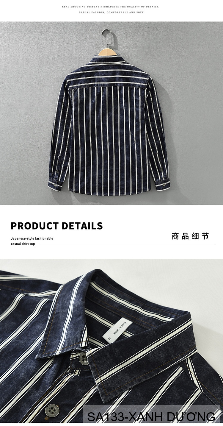 SA133 - Áo sơ mi nam dài tay kẻ sọc retro Nhật Bản chất cotton mềm mại, form rộng thời trang_thumbnail_8