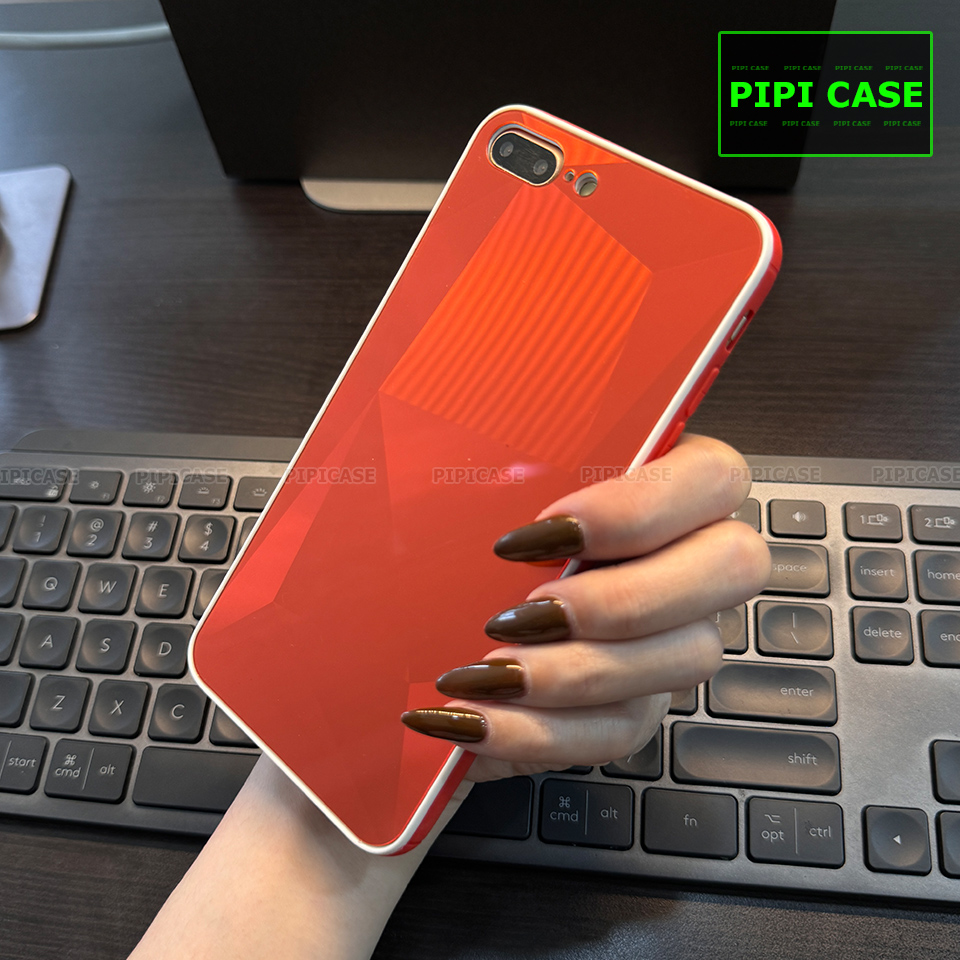 Ốp Lưng iPhone 7 Plus / 8 Plus - Kim Cương 6D - Đỏ Viền Trắng_thumbnail_1
