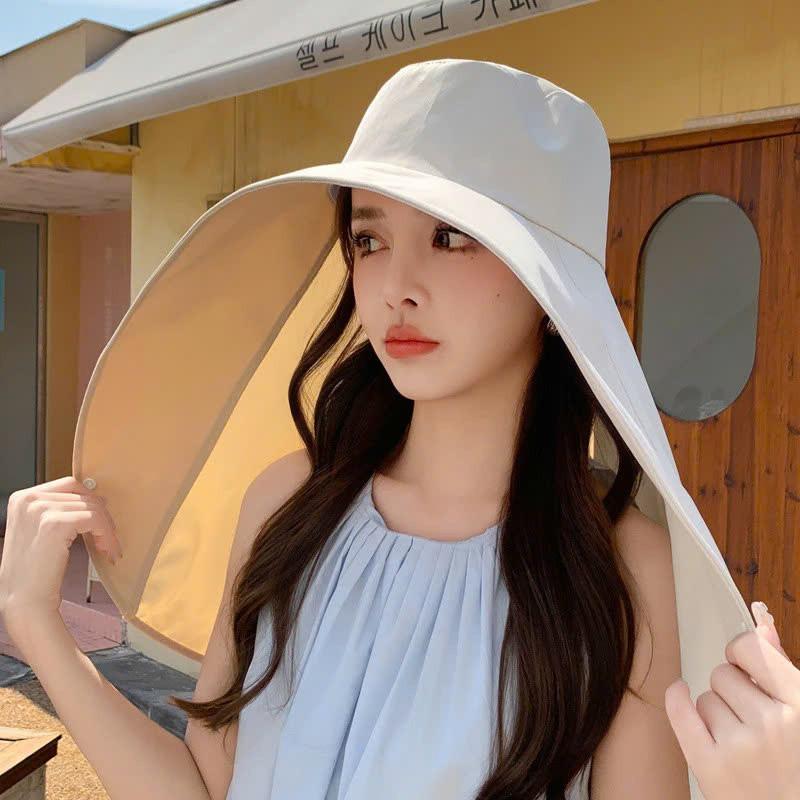 Mũ Nón Chống Nắng Vành Rộng Polyester 8.5cm Bảo Vệ Mặt Cổ Tia UV Thời Trang Mùa Hè nonchongnangnu_thumbnail_2