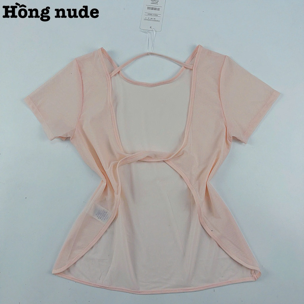 Áo Tanktop Thể Thao Nữ Tay Ngắn Hở Lưng Form Rộng Vải Lưới Mè Thoáng Khí Nhanh Khô_thumbnail_3