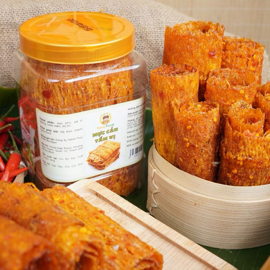 Mực Cán Sốt Tắc - Hũ vuông 500g