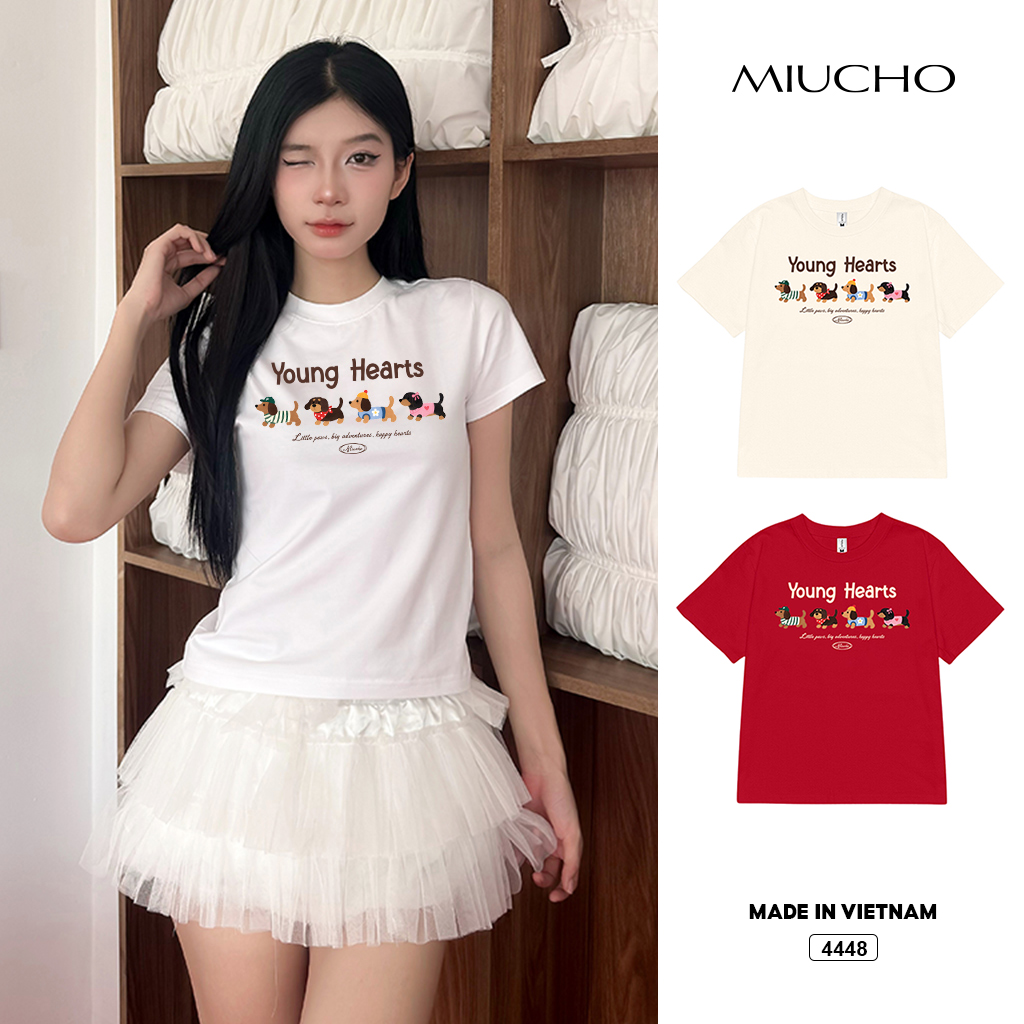 Áo baby tee Hàn Quốc young hearts form tôn dáng Miucho 4448