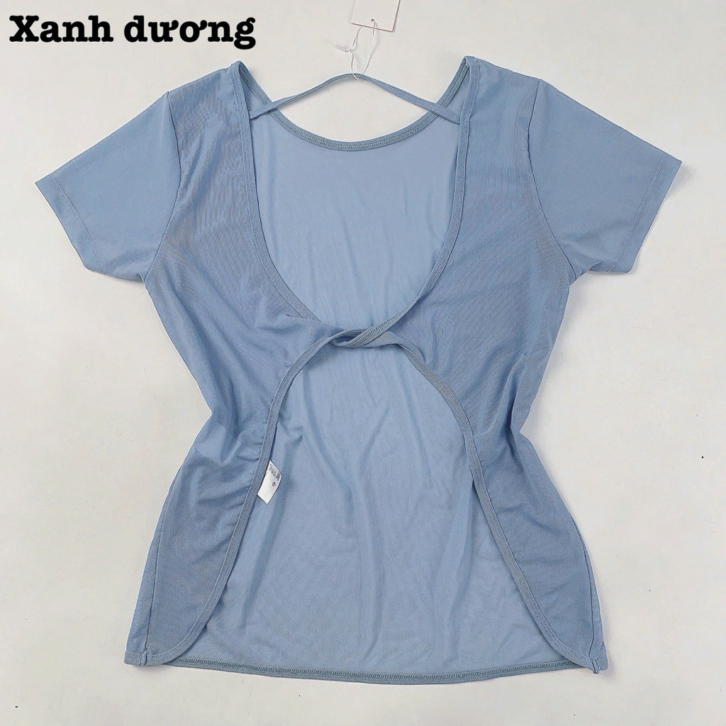 Áo Tanktop Thể Thao Nữ Tay Ngắn Hở Lưng Form Rộng Vải Lưới Mè Thoáng Khí Nhanh Khô_thumbnail_5