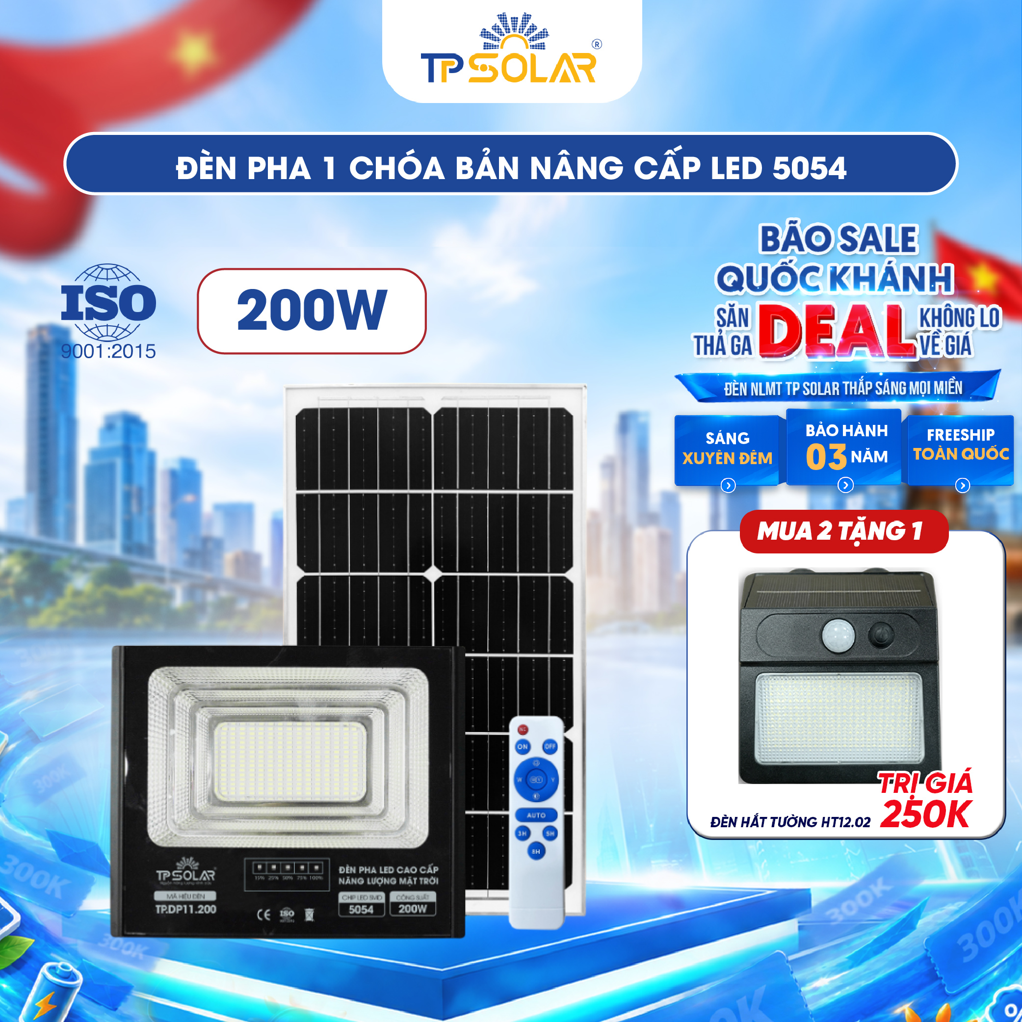 Đèn pha LED 1 chóa cao cấp năng lượng mặt trời TP SOLAR DP11