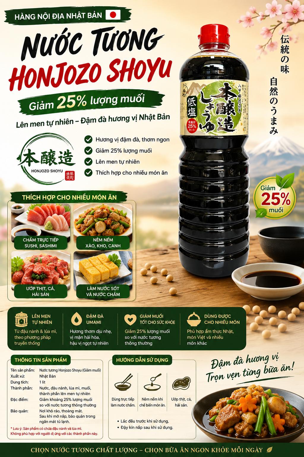 NƯỚC TƯƠNG LÊN MEN TỰ NHIÊN Nội địa Nhật Bản 1L