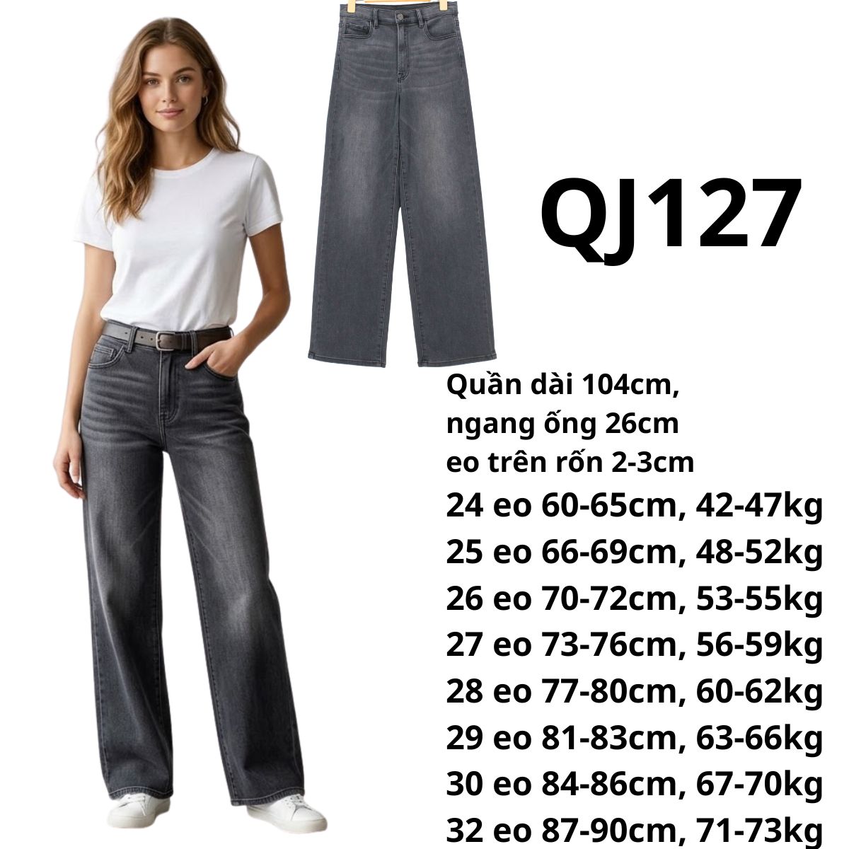 QJ127 - Jeans xám đen HD