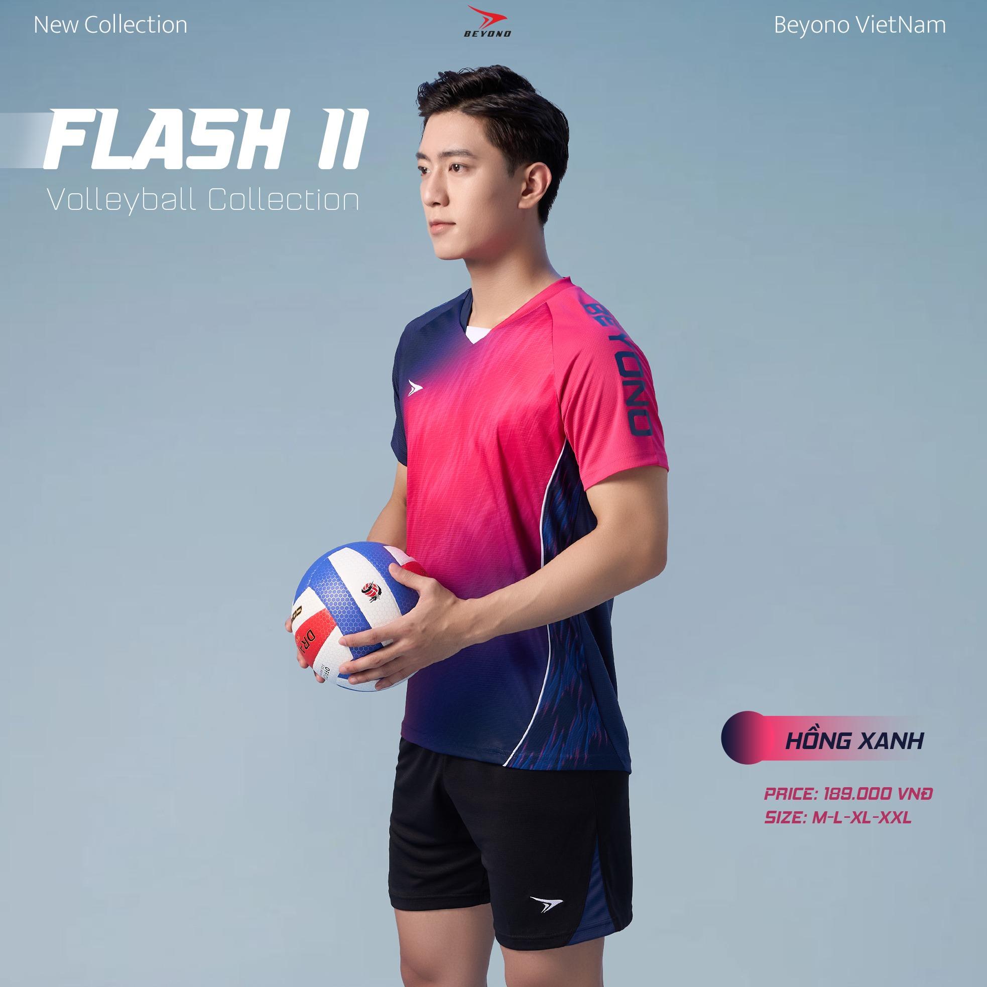 Quần Áo Bóng Chuyền Beyono Flash Hồng Xanh Thun Mè Thoáng Khí Thể Thao Đương Đại