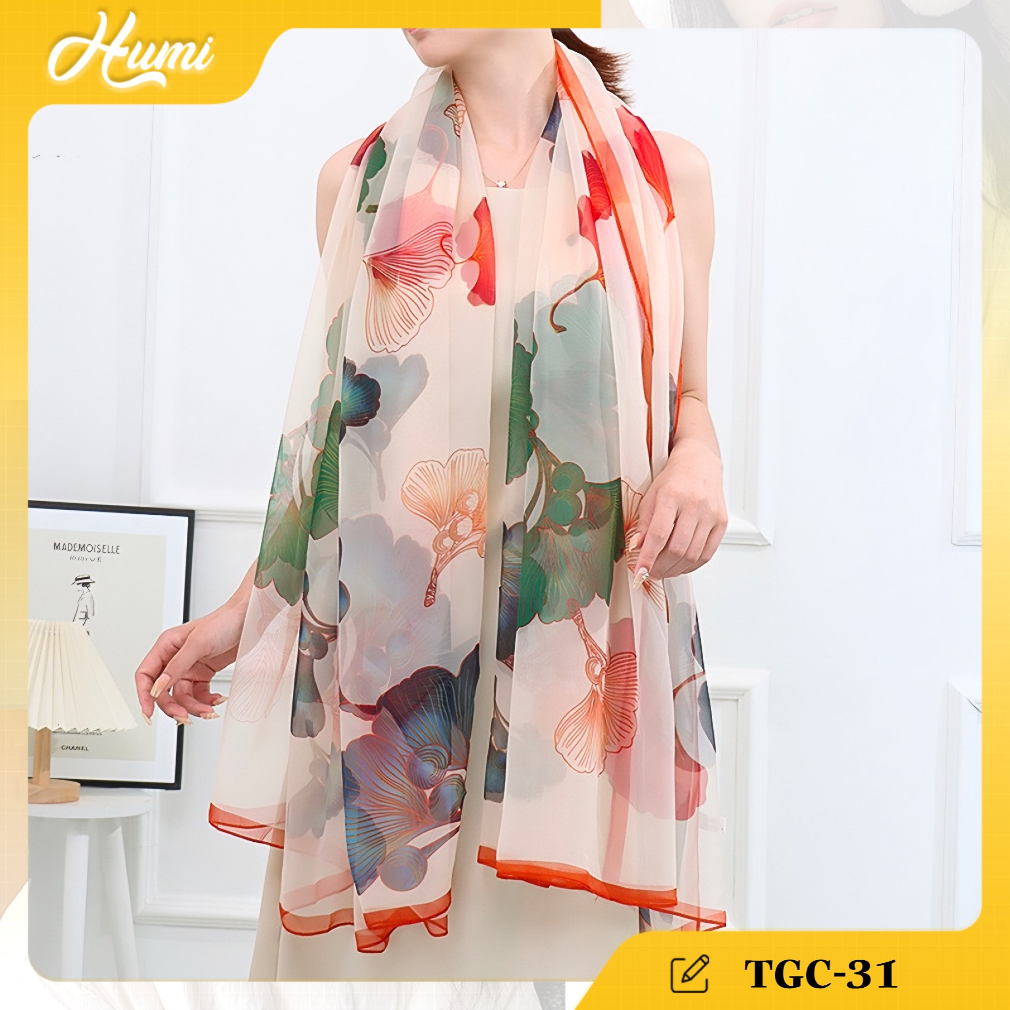 KHĂN LỤA TẰM HỌA TIẾT (TGC31)