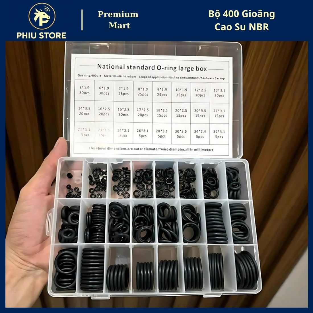 Hộp 400 Gioăng O-Ring Cao Su NBR
