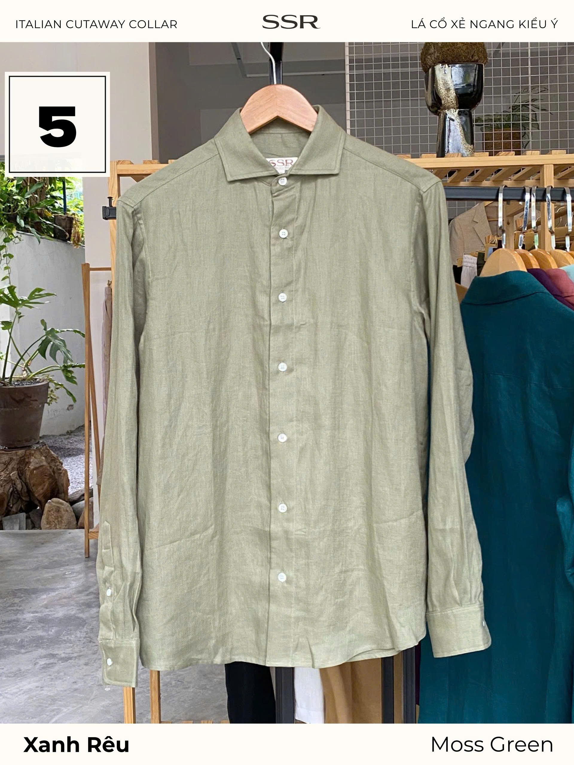 SSR - SƠ MI TAY DÀI - CỔ Ý CUTAWAY - Vạt Bầu - 100% LINEN_thumbnail_13