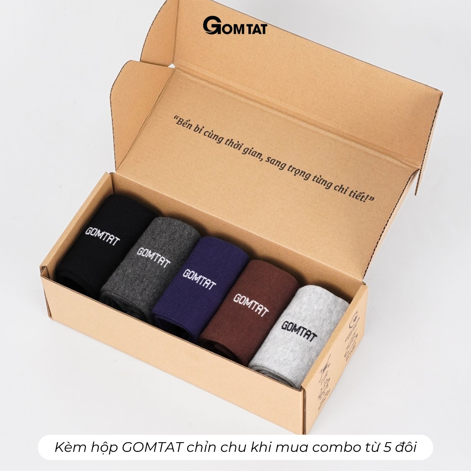 Hộp 5 đôi tất nam đi giày tây cổ cao GOMTAT, vớ công sở màu trơn basic - LUX-1804_thumbnail_2