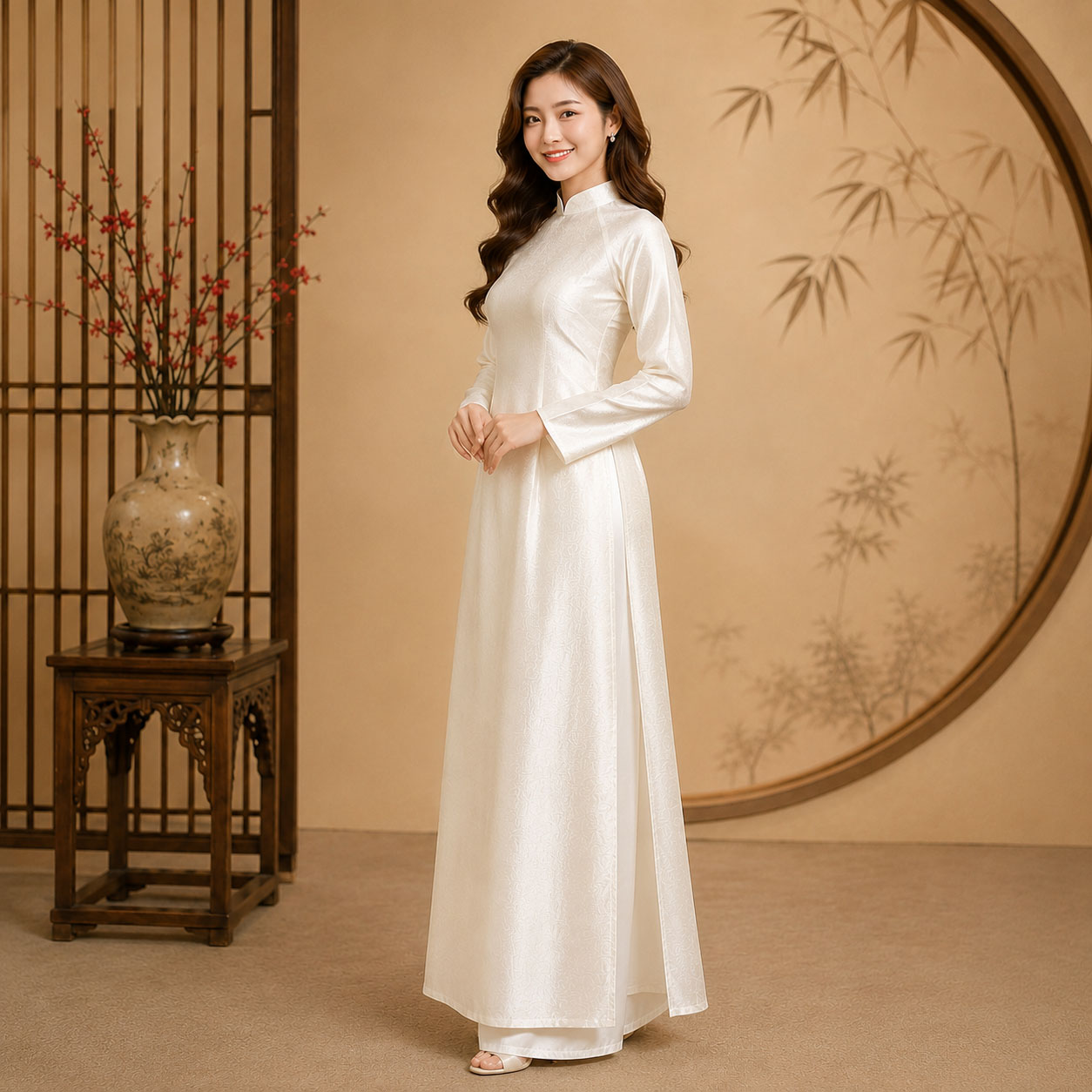 Áo Dài Truyền Thống Nữ Tằm Ánh Cao Cấp Nhiều Màu  TT26-01_thumbnail_9