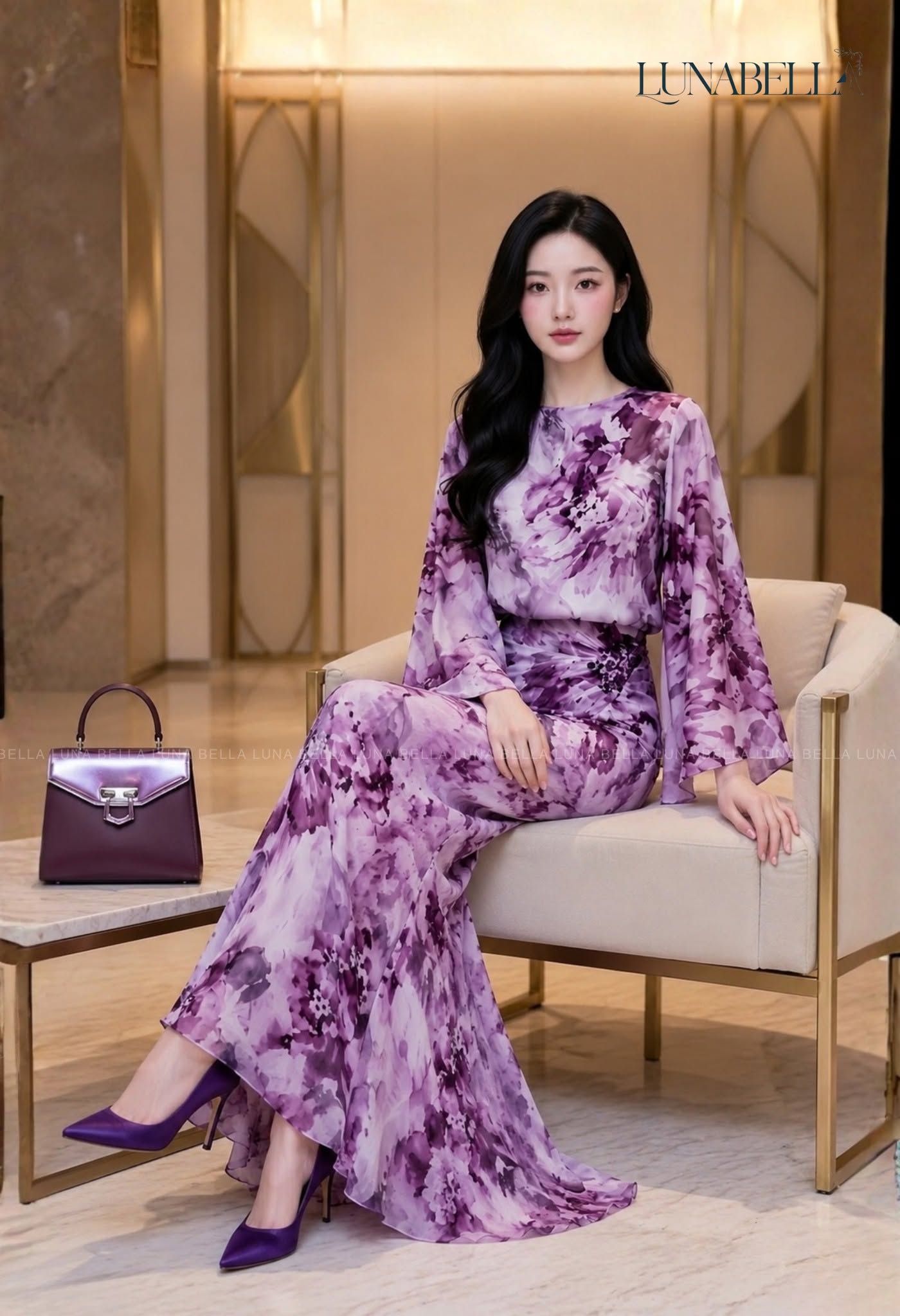 Chân đầm tơ lụa dài KASSIRA màu TÍM LOANG_thumbnail_1