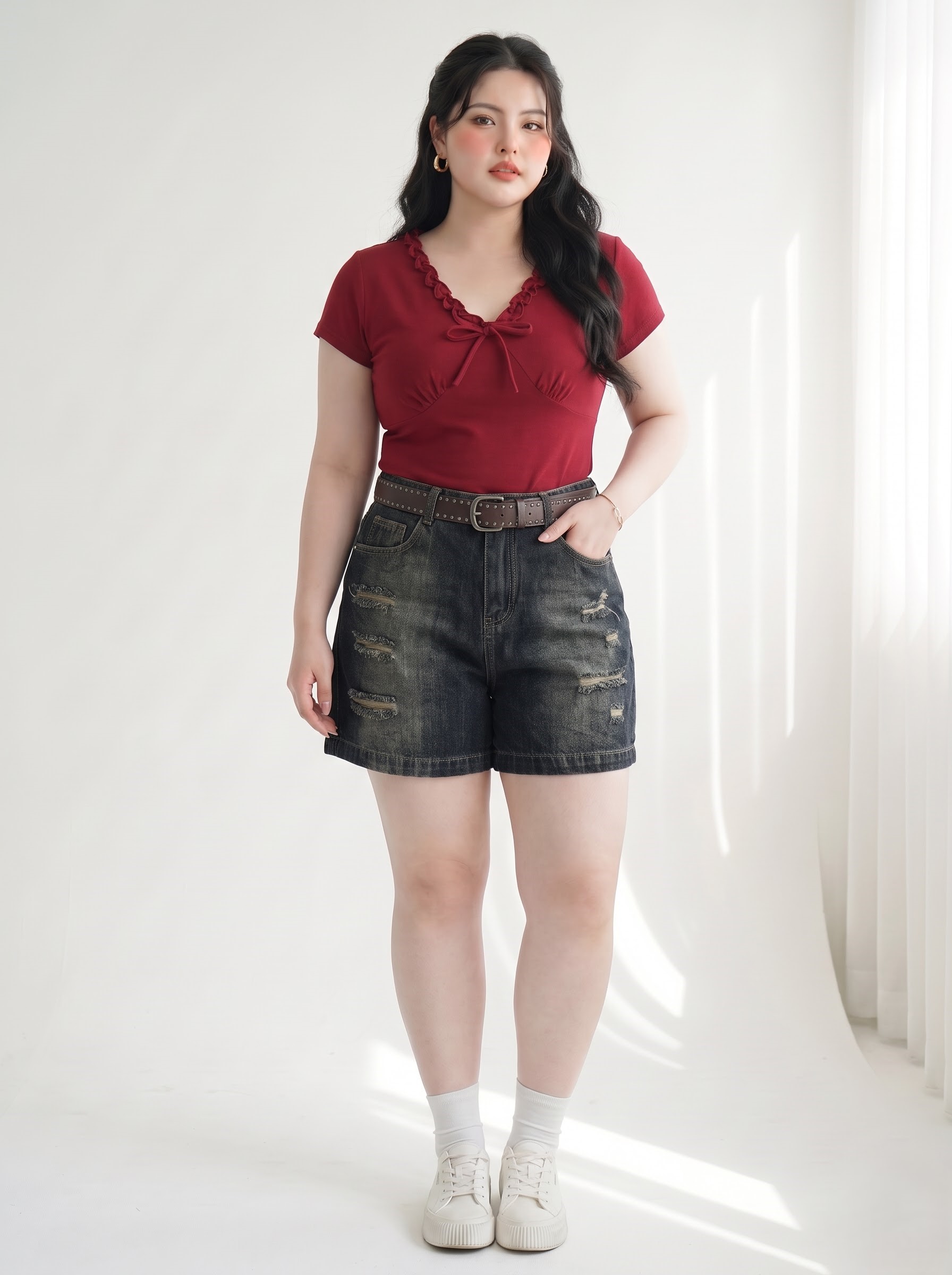 Quần Short Jean Lửng Thêu Cún Bigsize Lưng Thun Sau Ống Rộng - Xanh Đậm, Xanh Nhạt - Vừa 55–90kg - T-QSJ72_thumbnail_2