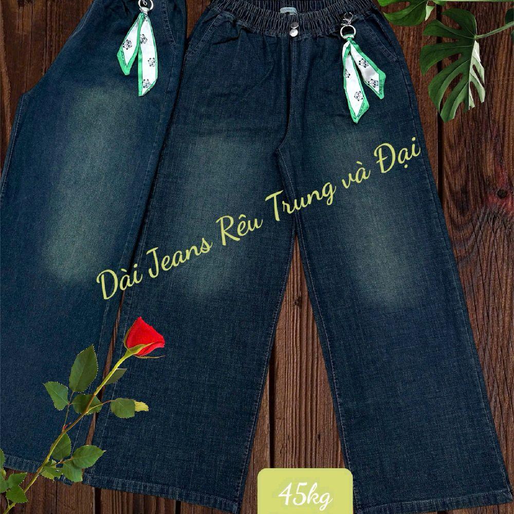Quần dài Jean wuat  Lưng Thun Thiết Kế Thời Trang Free size 45-75kg Phong Cách Hiện Đại Thoải Mái Ống Rộng