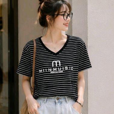 Áo Thun sọc ngang cổ tim M miinmusic Free Size 45-75kg Co Giãn 4 Chiều Tôn Dáng Mềm Mịn Thoáng Mát Dễ Phối Phong Cách_thumbnail_7