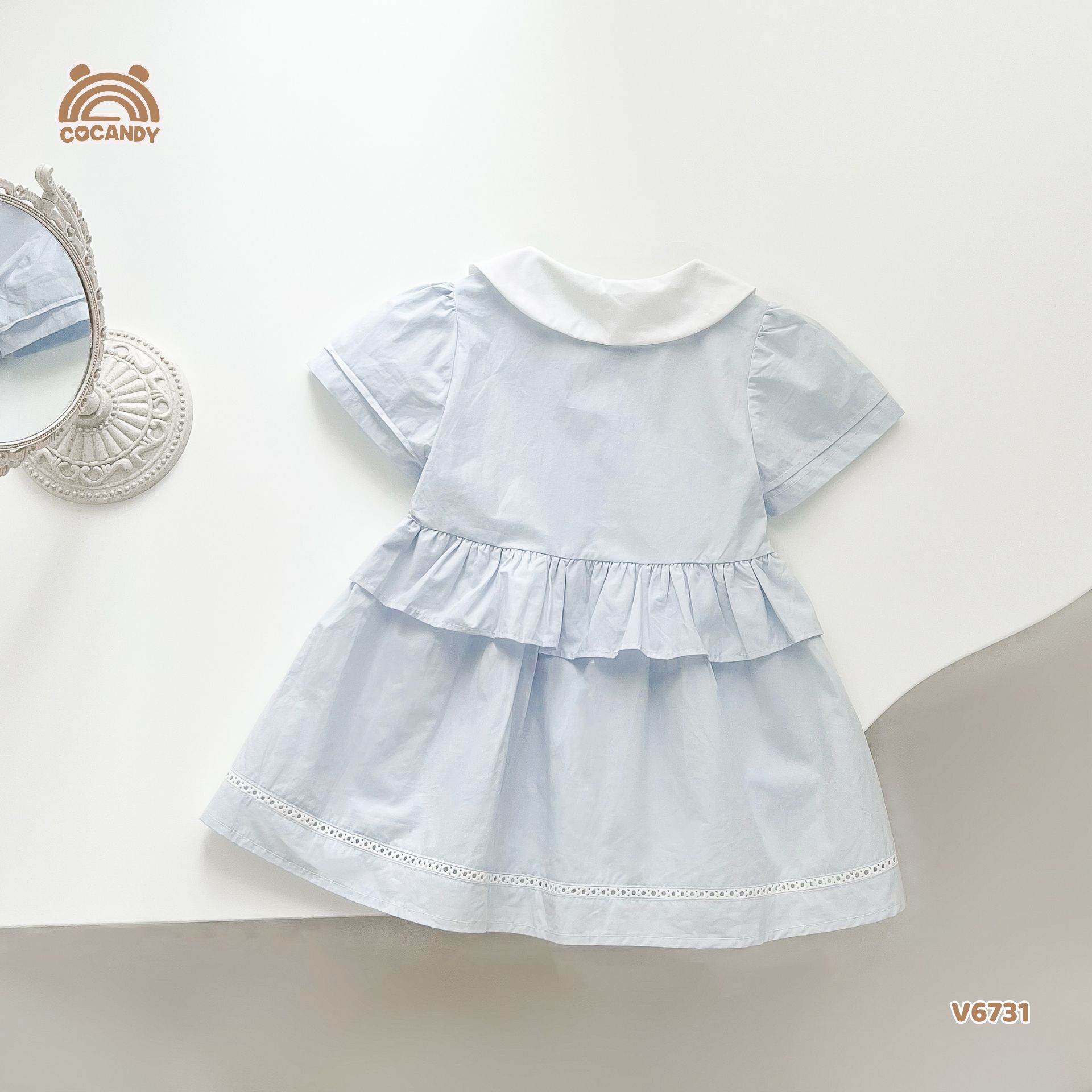 Váy cộc XANH DƯƠNG viền bèo tag ngực_thumbnail_1