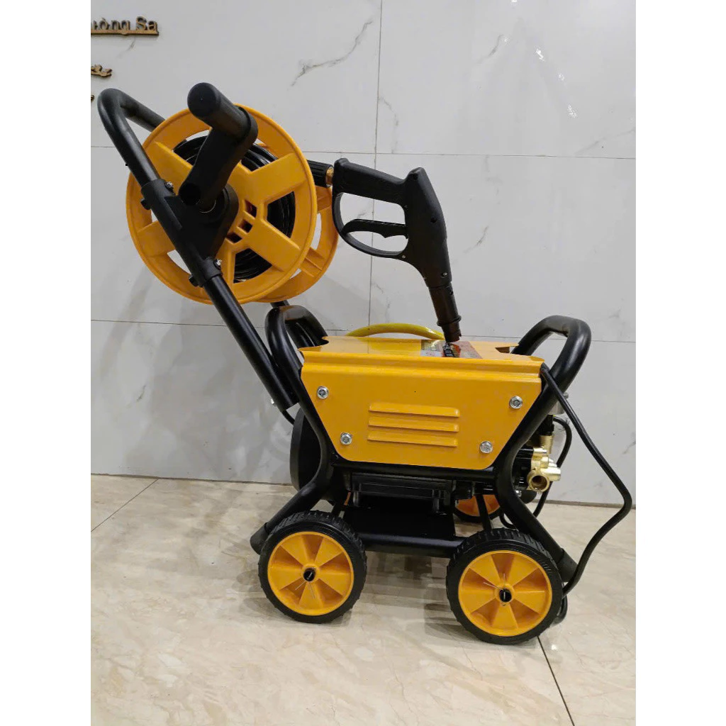 Máy rửa xe bán công nghiệp Kushima siêu mạnh, Dây dài 15m rửa xe, sửa sân, tưới rau- Có Rulo cuốn dây - Giá rẻ