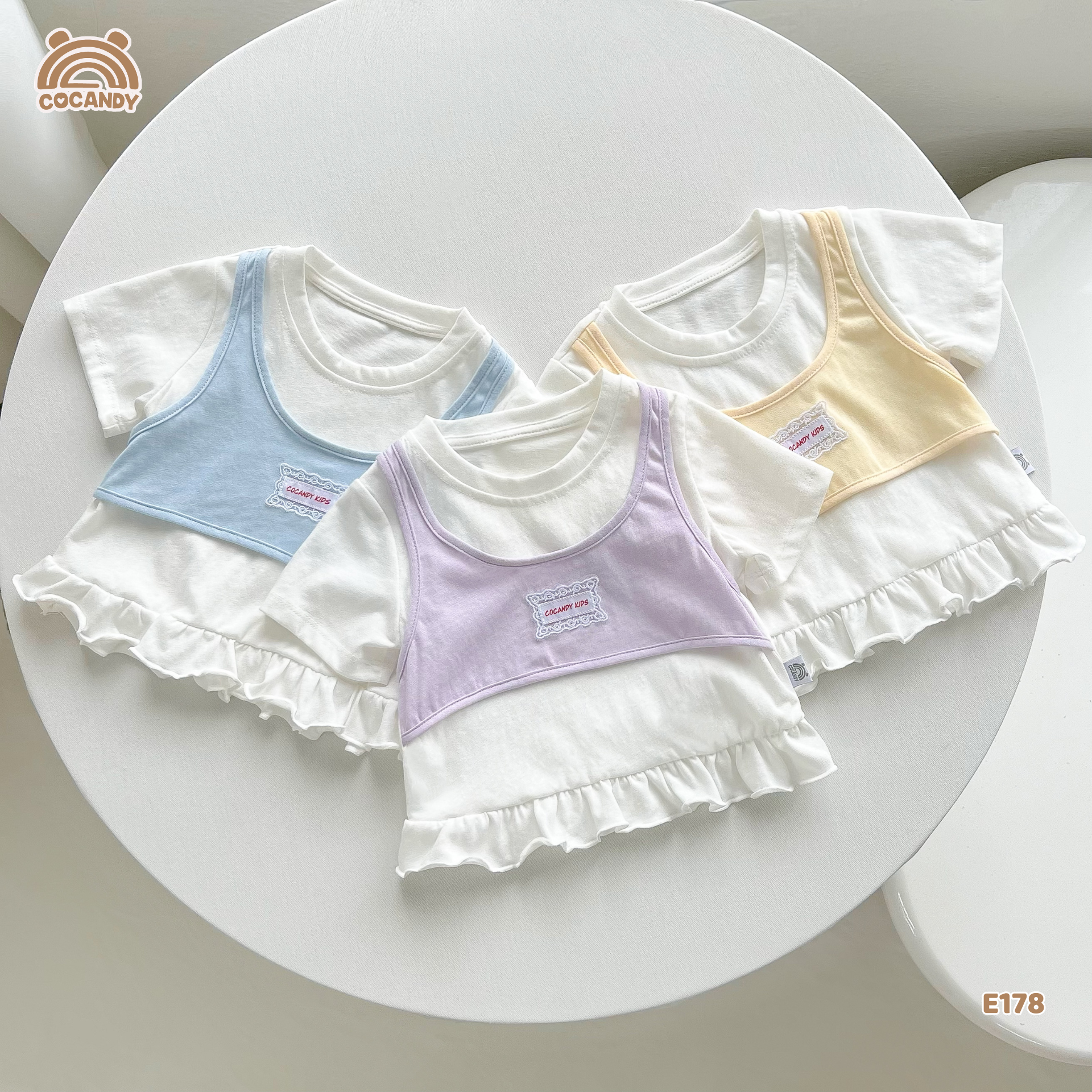 Áo cộc cotton XANH TRẮNG giả yếm tag CCD_thumbnail_2