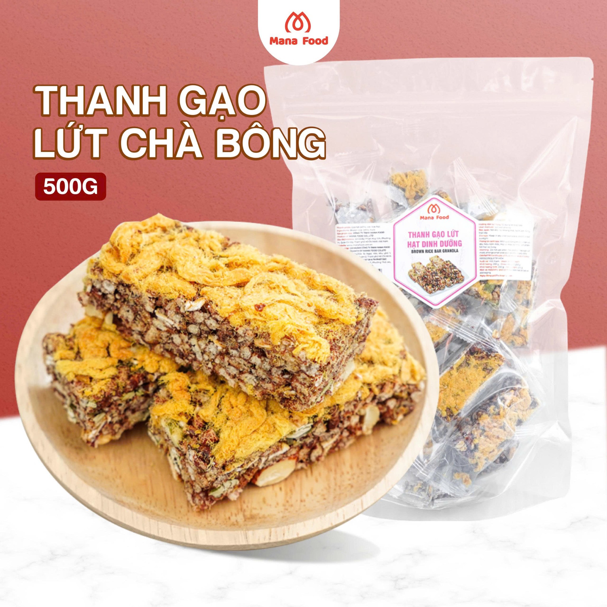 Thanh Gạo Lứt Chà Bông túi zip 500g