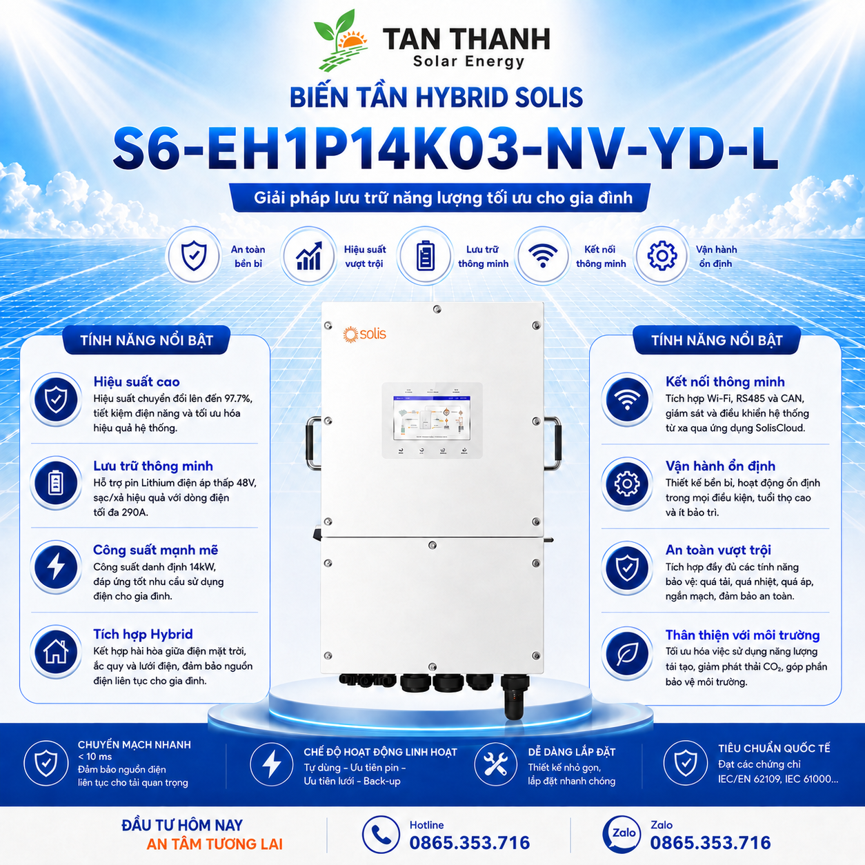 Solis S6-EH1P14K03-NV-YD-L 14kW 1 Pha