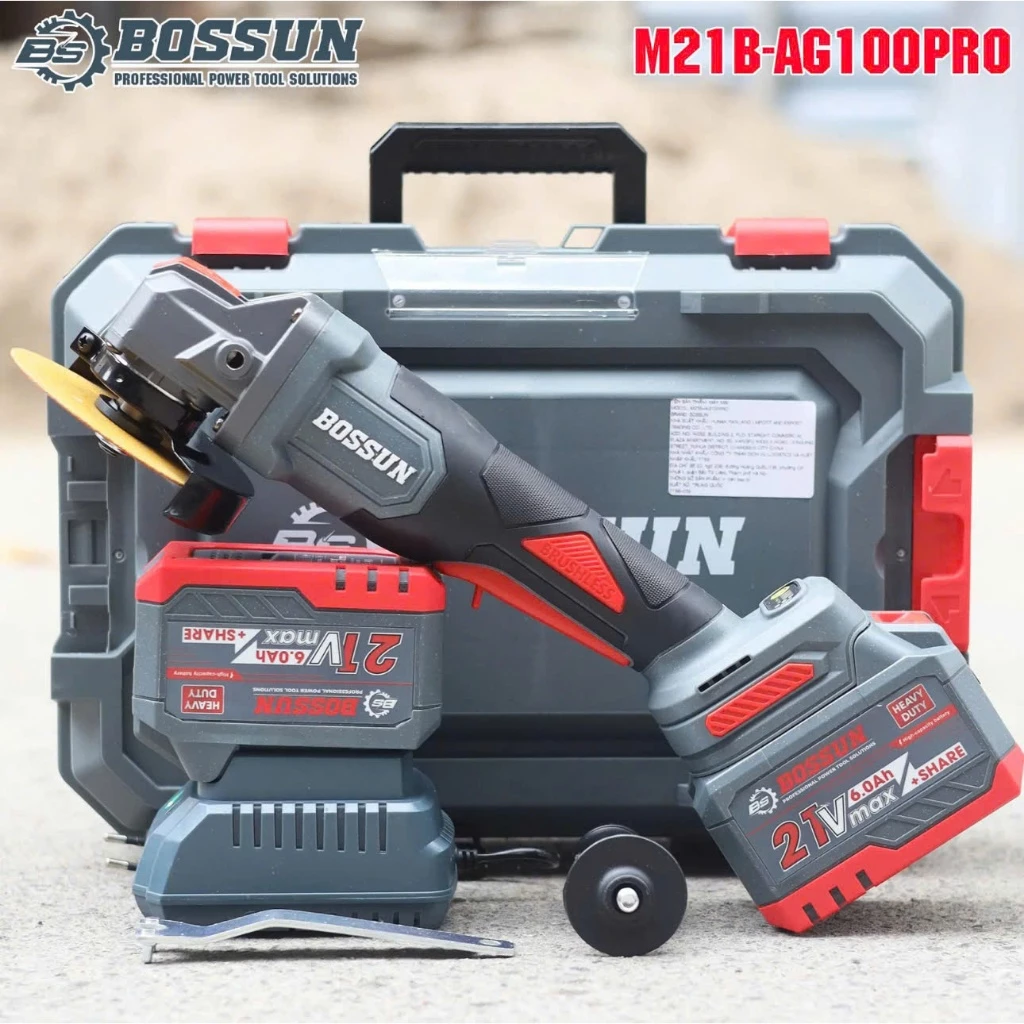Máy mài pin BOSSUN M21B-AG100PRO, Tốc độ 6700v/p, Công tắc bụng, Chỉnh 3 Tốc độ, Động Cơ Không Chổi Than
