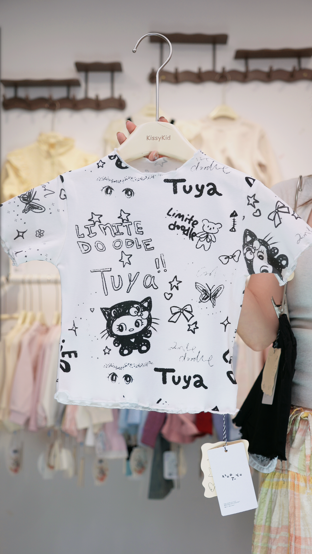 TU03 - Áo thun côc tay hoạt iết kitty xám ghi hãng Tuya