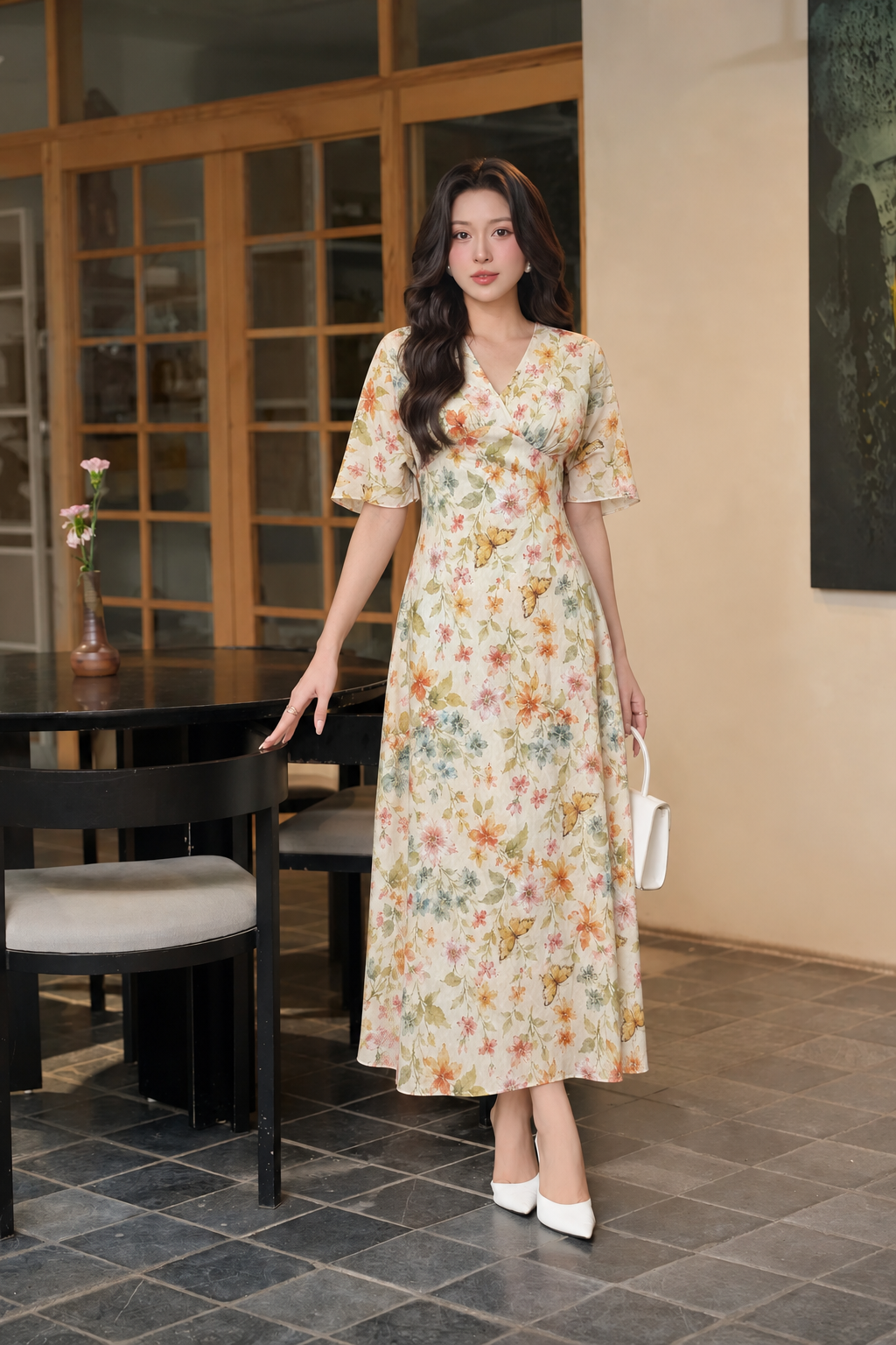 LV011 - VÁY HOA VÀNG