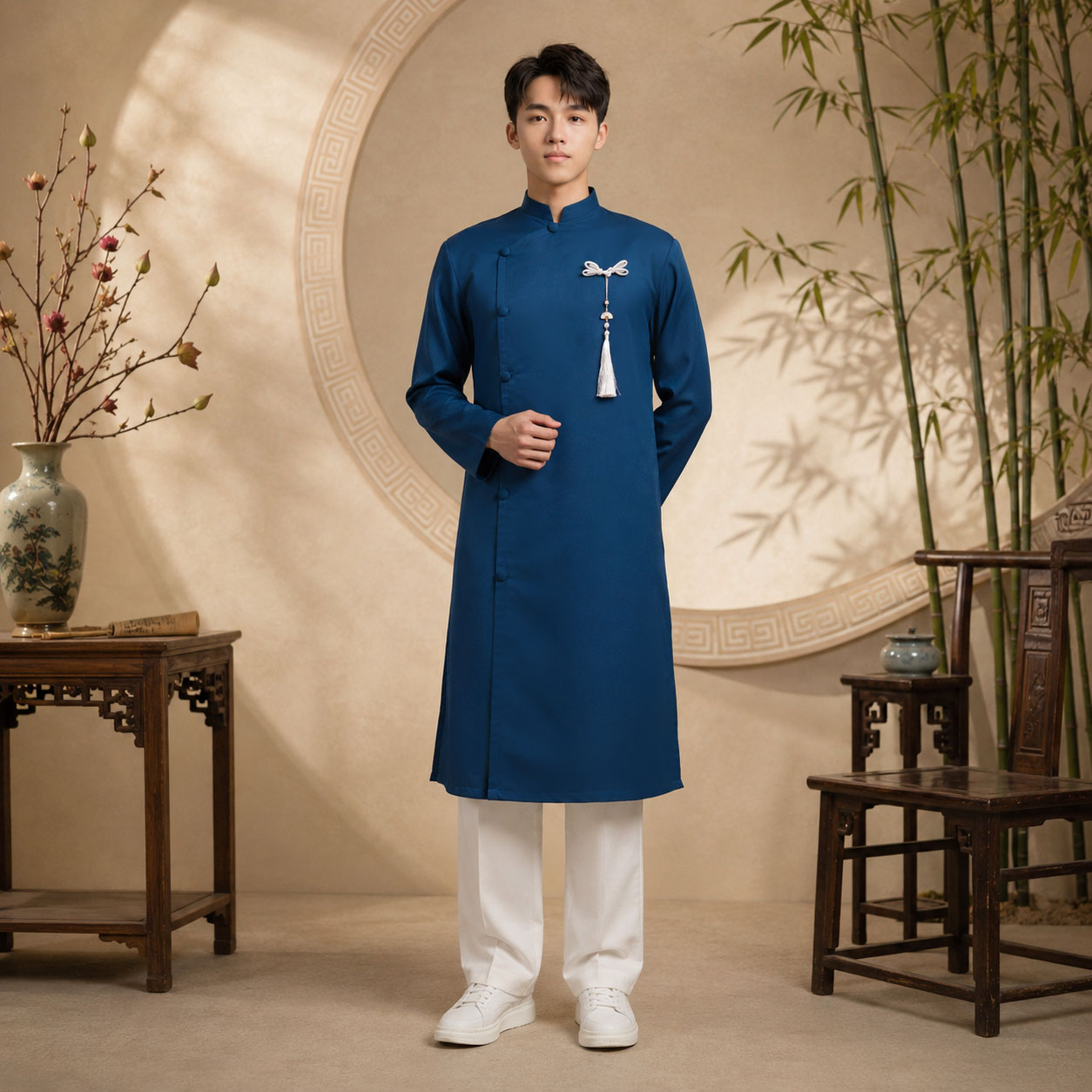 Áo Dài Nam Taffeta Trơn Sang Trọng Dự Tiệc, Cưới Hỏi NA26-18_thumbnail_3